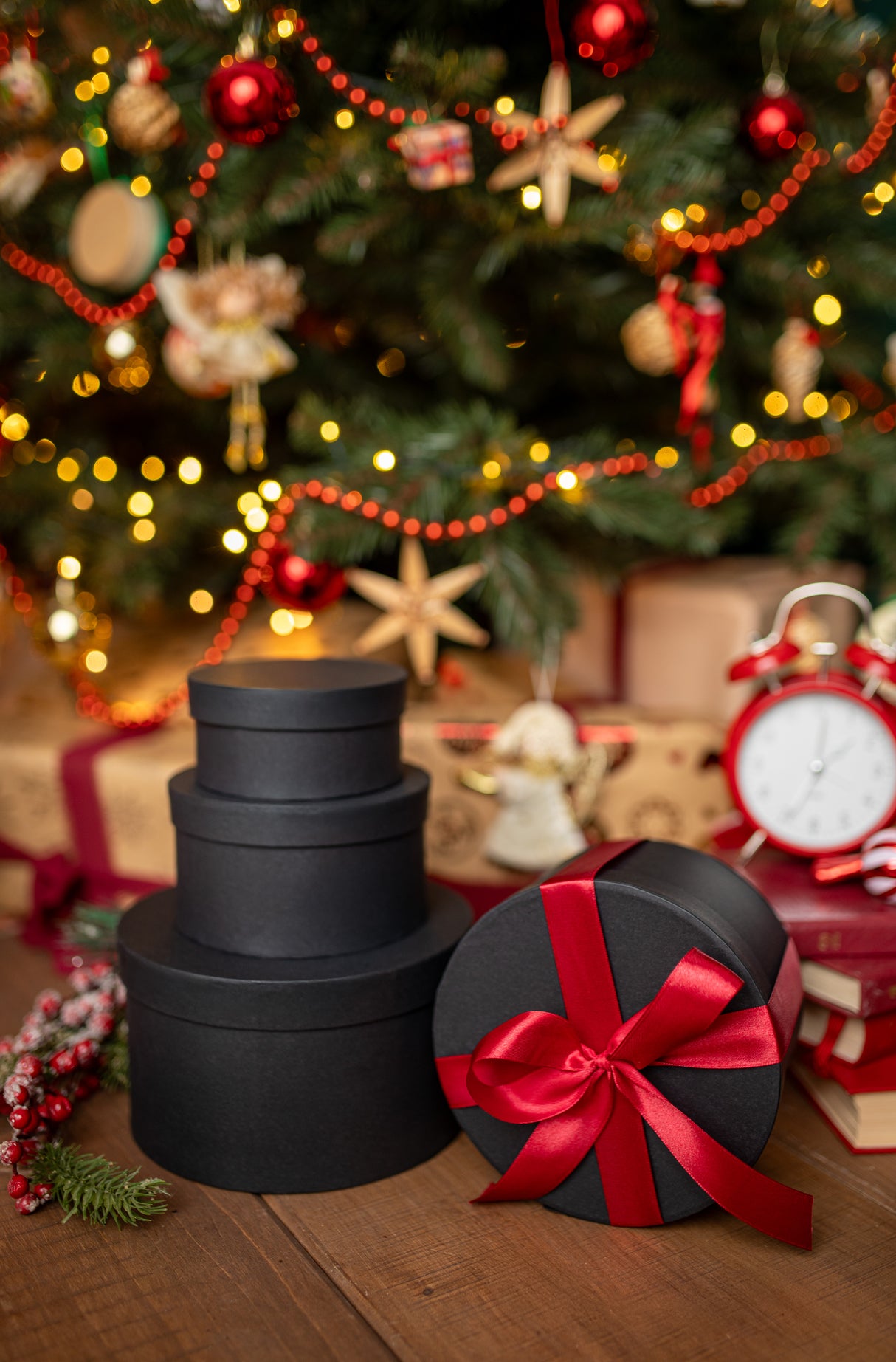 Set mit 4 schwarzen Geschenkboxen