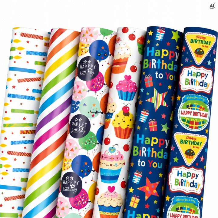 Geschenkpapier 50x70 cm, gemischte Muster