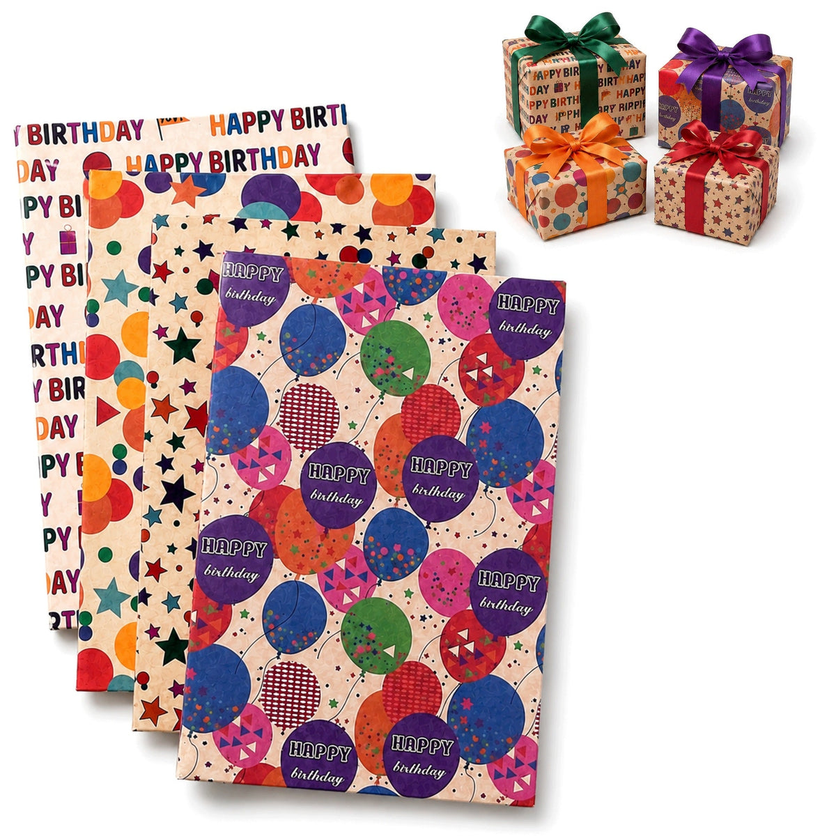 Geschenkpapier, 4 Stück