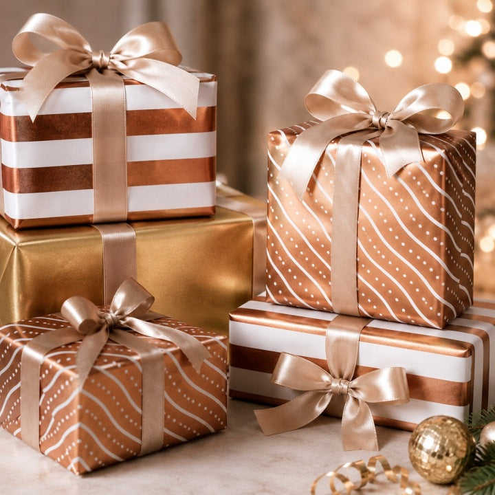 Dekoratives Geschenkpapier GOLD-BRAUN