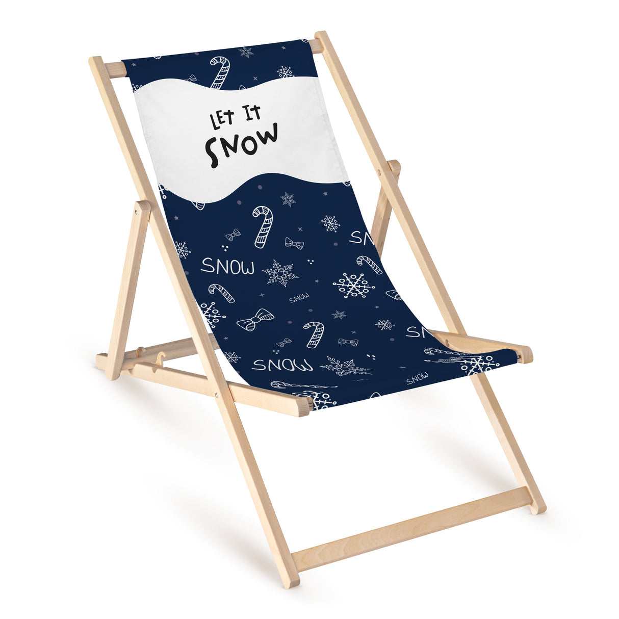 Chaise longue en bois avec imprimé LET IT SNOW