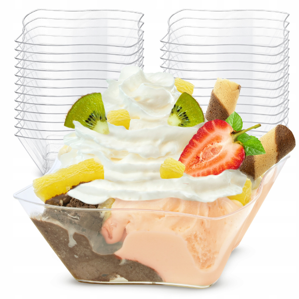 24 Stück Desserttassen 150ml Wiederverwendbare Dessertgläser Plastik