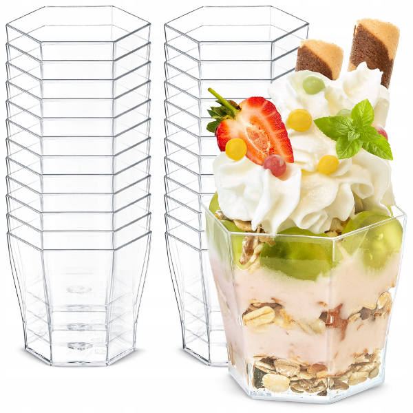 24 Stück Desserttassen 60ml Wiederverwendbare Dessertgläser Plastik