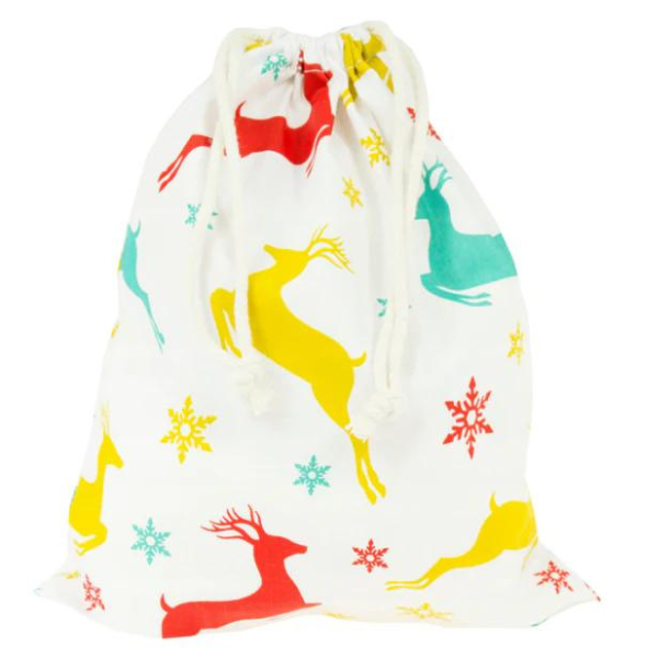Weihnachts-Baumwollbeutel 30x45cm BUNTE RENTIERE