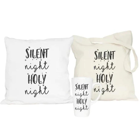 Weihnachtsset Baumwolltasche + Becher + Kissen Silent Night