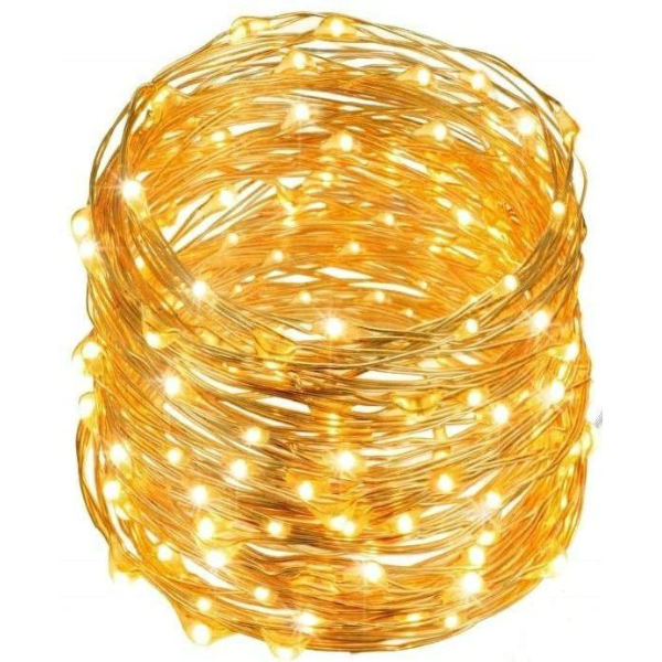 LED Lichterkette 100 batteriebetrieben 10 Meter WARMES LICHT
