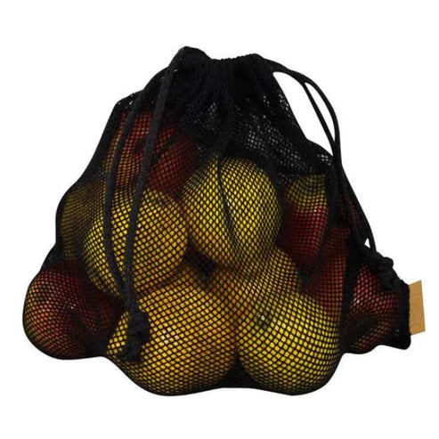 Baumwollnetzbeutel Schwarz 25x30cm