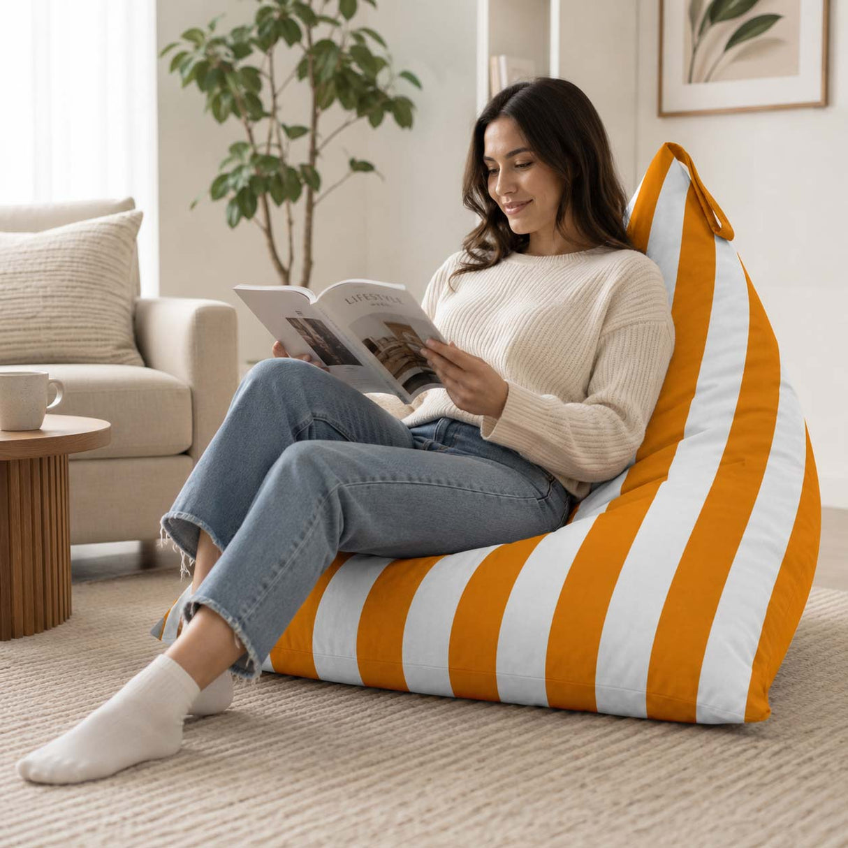 Sitzsack Pillow XL OXFORD Bunt Gestreift