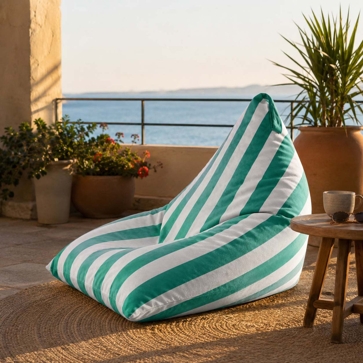 Sitzsack Pillow XL VELVET Bunt Gestreift