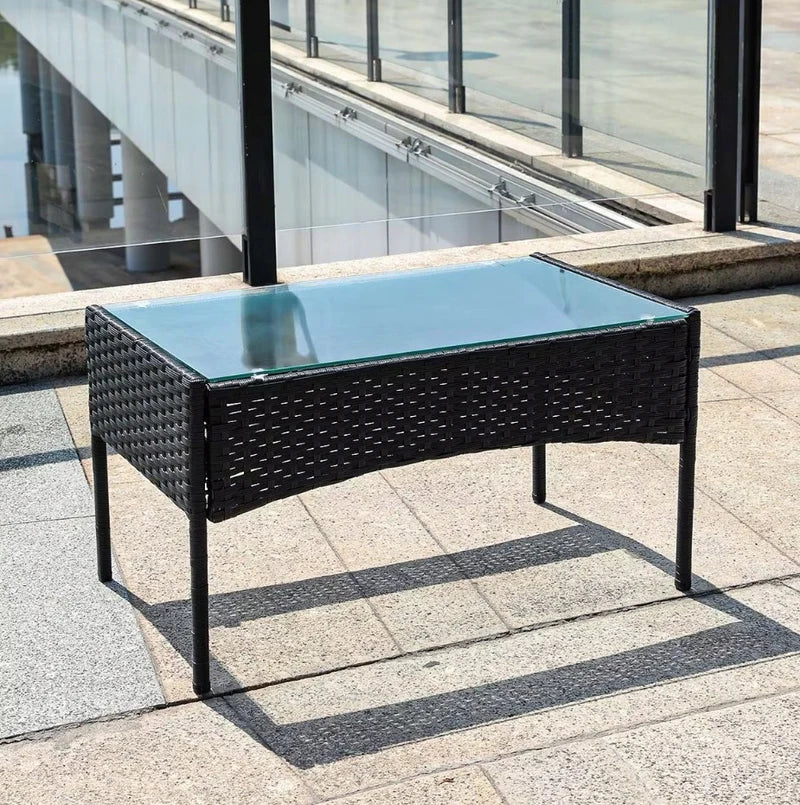 Gartenmöbel-Set aus Rattan für 4 Personen mit Tisch