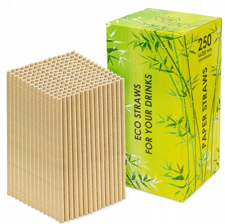 Dicke Papierstrohhalme Braun 20 cm – 200 Stück