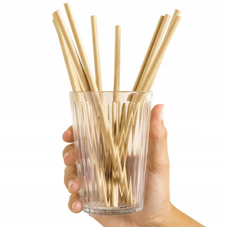 Dicke Papierstrohhalme Braun 20 cm – 200 Stück