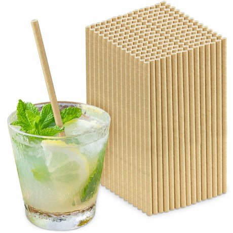 Dicke Papierstrohhalme Braun 20 cm – 200 Stück