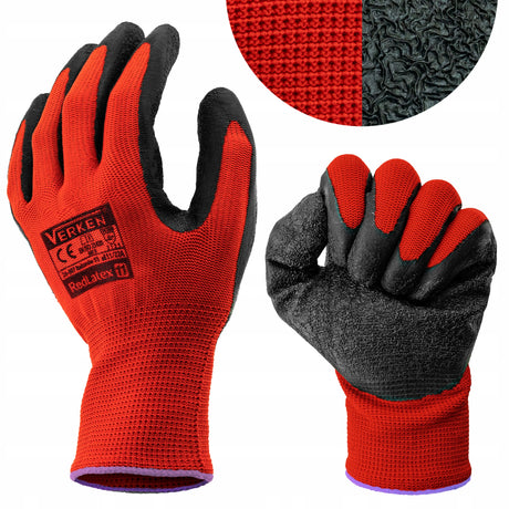 Poröse Arbeitshandschuhe mit Latexbeschichtung, 12 Paare, Größen S-XXL