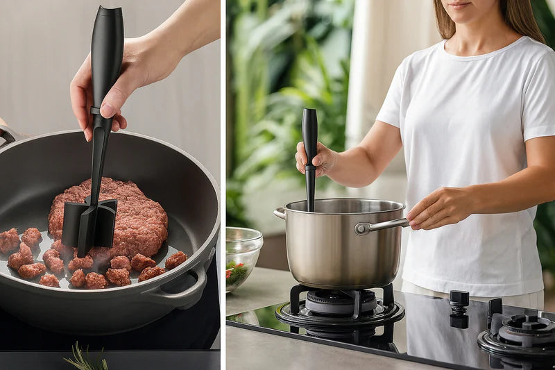 Schwarzer manueller Zerkleinerer für Gemüse und Fleisch