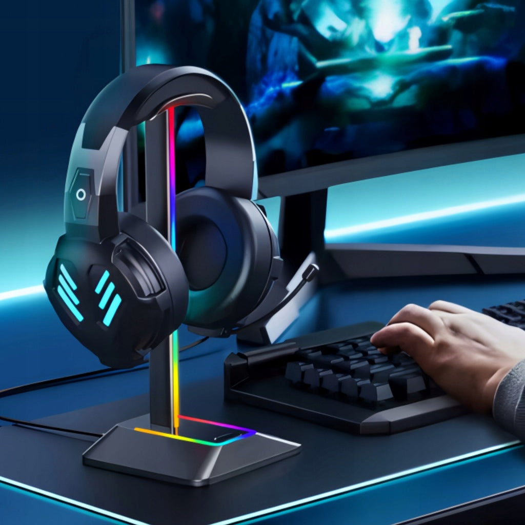 RGB-LED-Kopfhörerständer mit USB-Hub