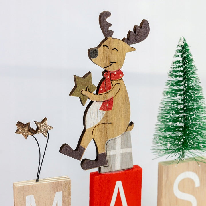 Weihnachtsfigur aus Holz XMAS mit Weihnachtsbaum