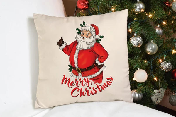 Dekorativer Weihnachts-Kissenbezug 25x25cm Weihnachtsmann