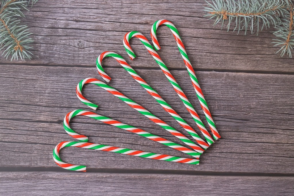 Rote und grüne Weihnachtsstöcke, 6er-Set.