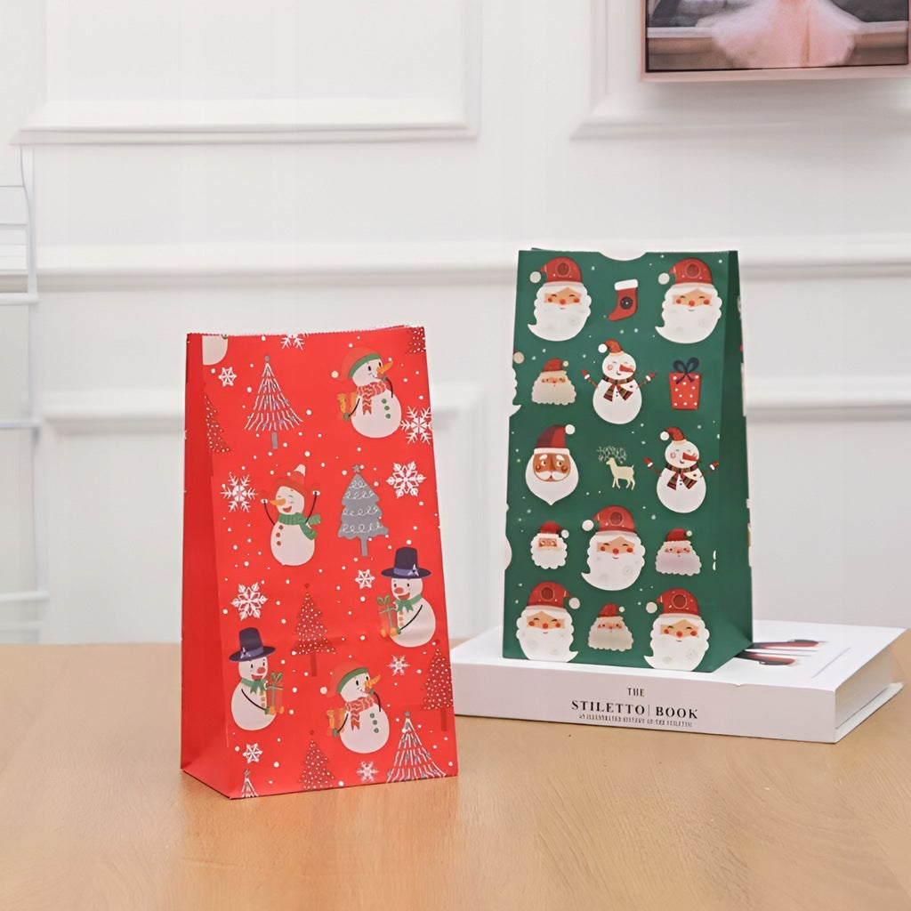 Papiertüte 210x80x15mm Weihnachtsmuster 4St.