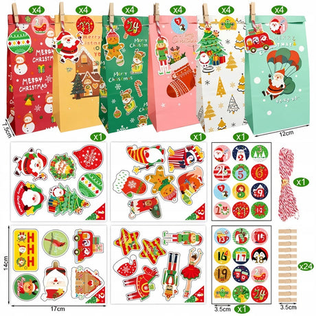 Adventskalendertüten mit Weinflaschen und Aufklebern