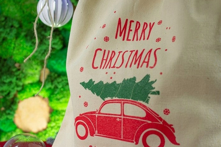 Weihnachts-Baumwolltasche 250x250mm Ecru