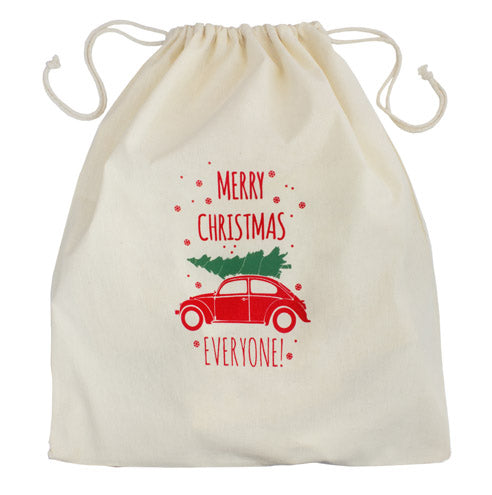 Weihnachts-Baumwolltasche 170x220mm Ecru Merry Christmas