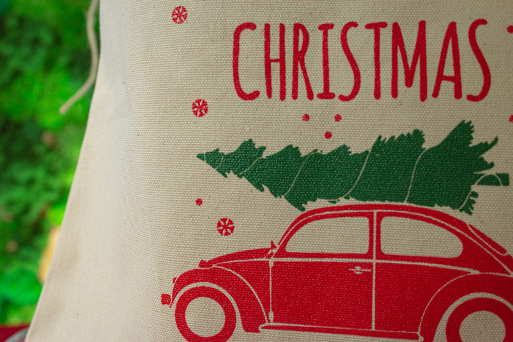 Weihnachts-Baumwolltasche 170x220mm Ecru Merry Christmas