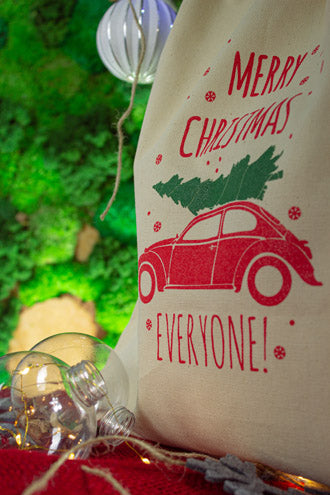 Weihnachts-Baumwolltasche 170x280mm Ecru