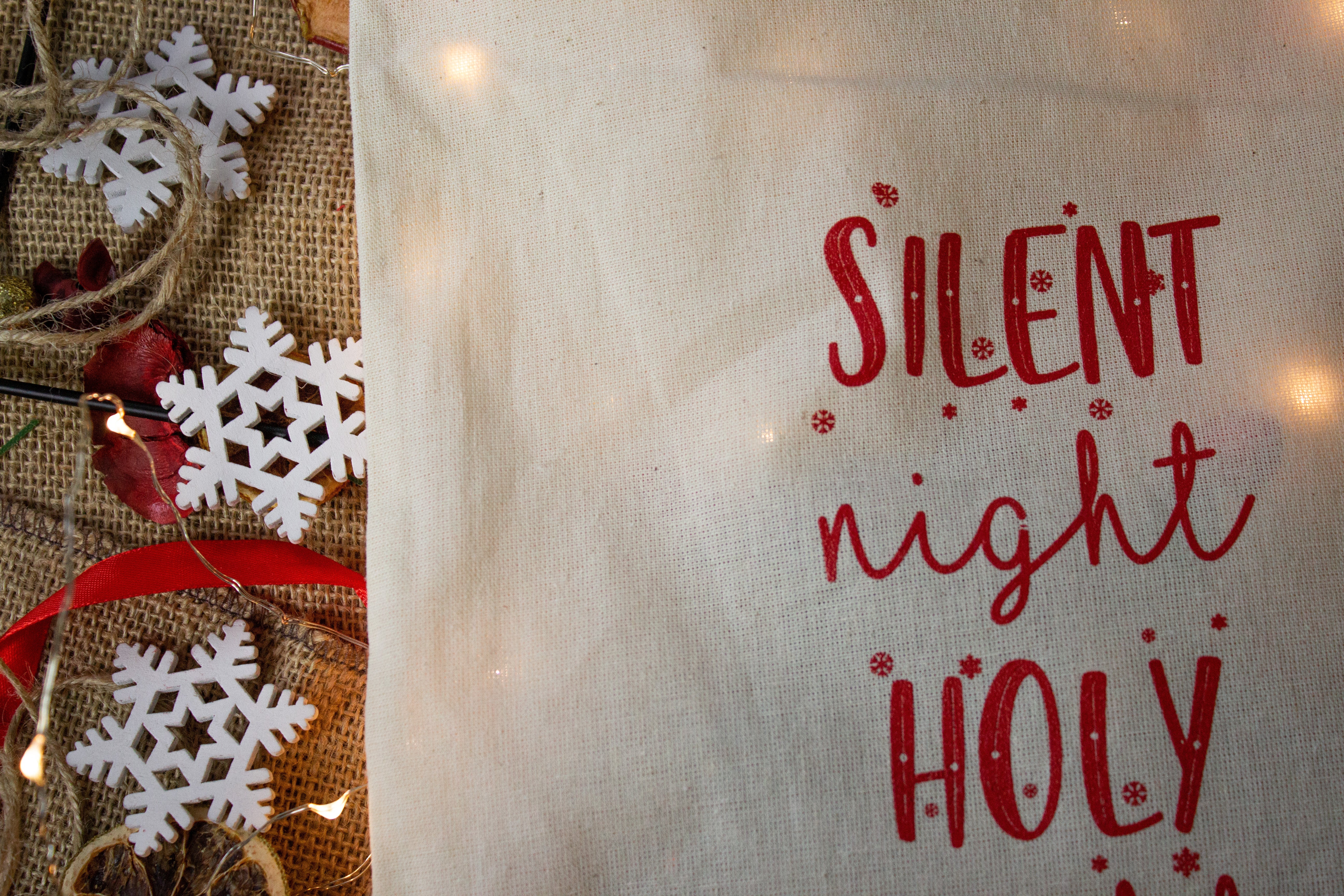 Weihnachts-Baumwolltasche 320x320mm Ecru