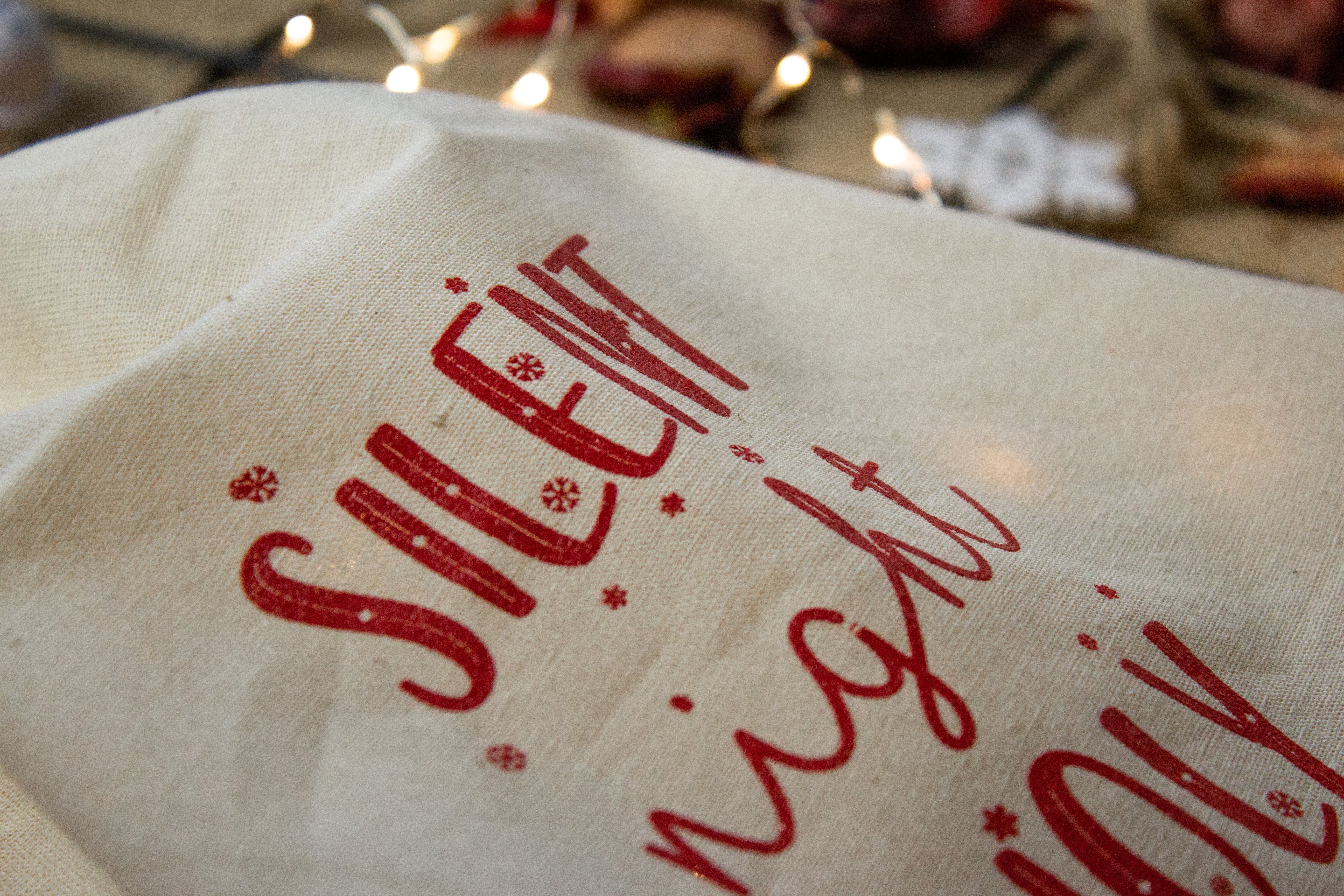 Weihnachts-Baumwolltasche 250x280mm Ecru