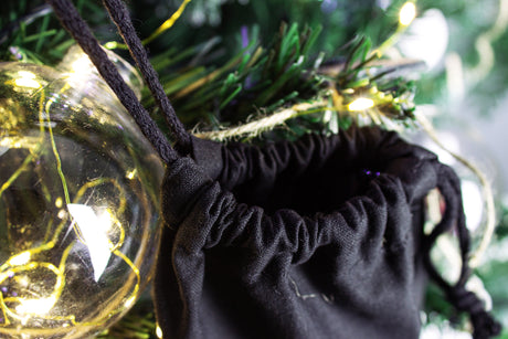 Weihnachts-Baumwolltasche 180x320mm Schwarz mit Rentier-Aufdruck