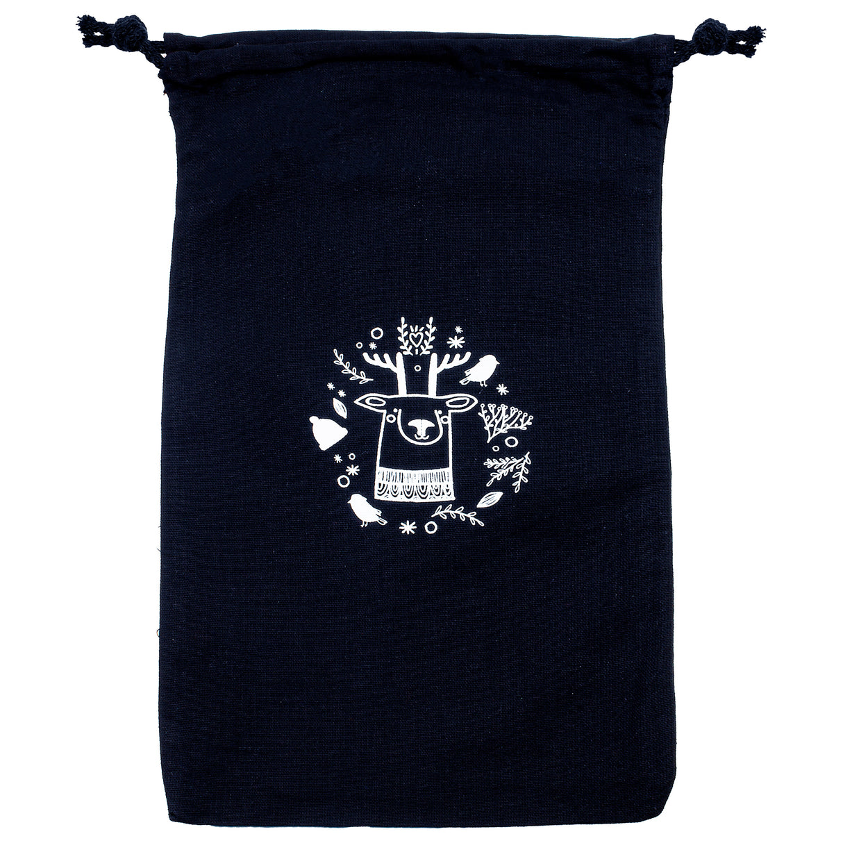 Weihnachts-Baumwolltasche 150x200mm Marineblau mit Rentier-Print