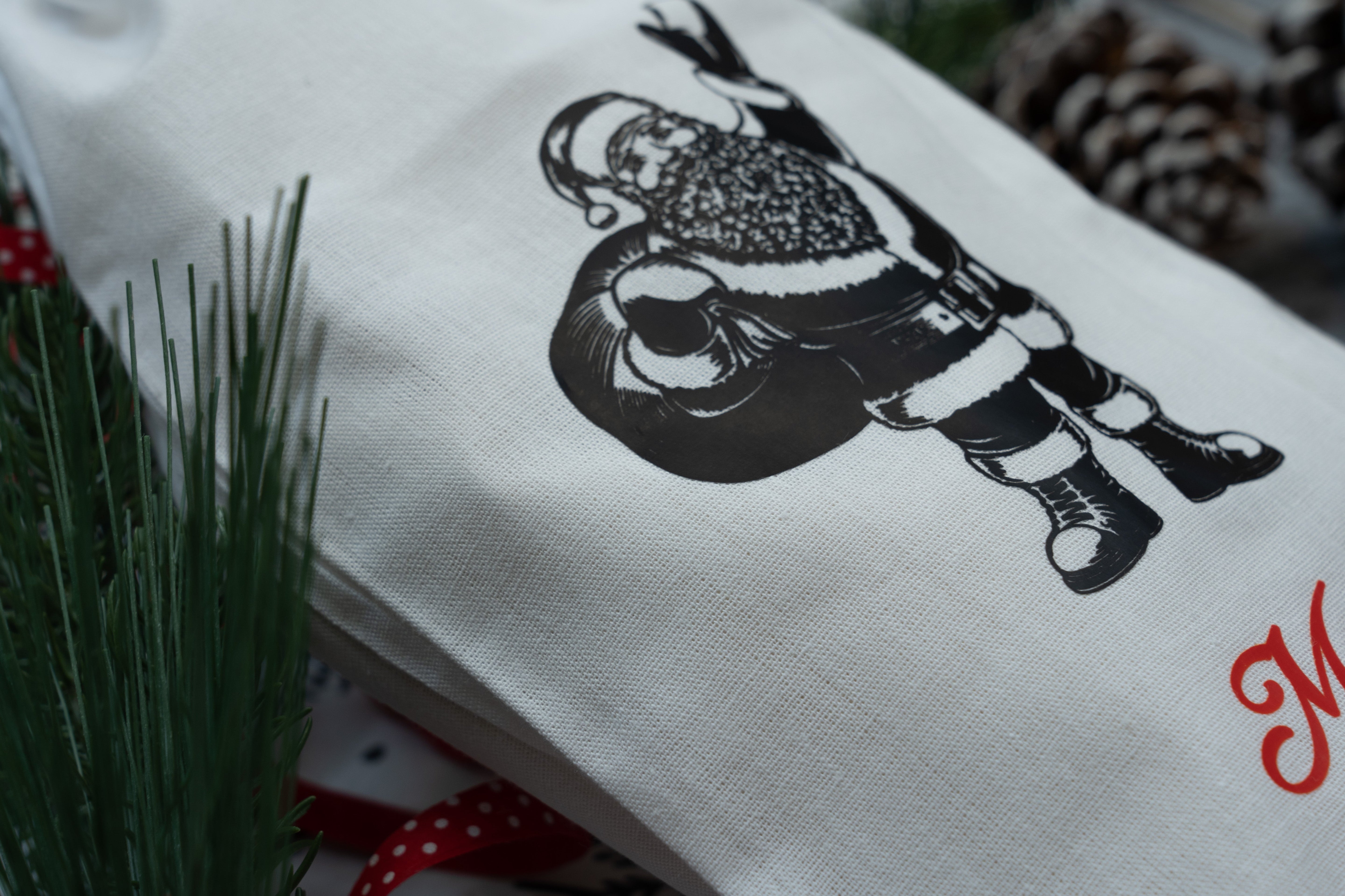 Weihnachts-Baumwollbeutel 150x200mm Weihnachtsmann Frohe Weihnachten