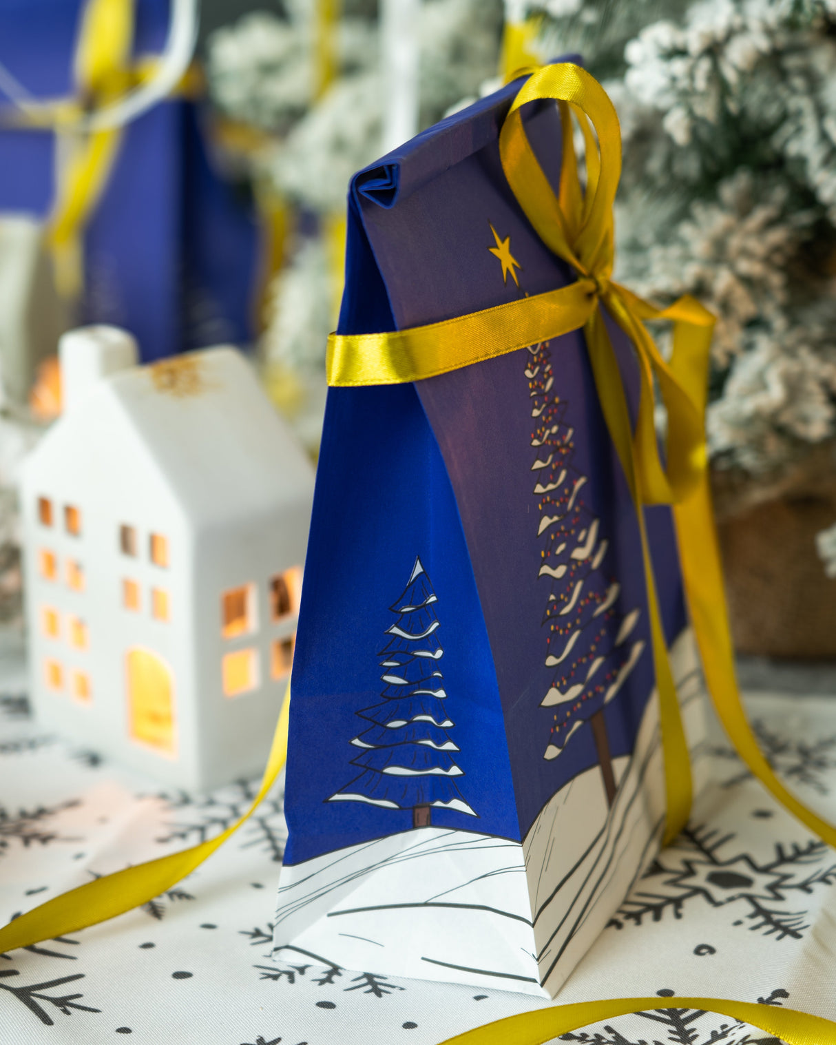 Set Weihnachtsgeschenktüten MARINEBLAU UND GRAU