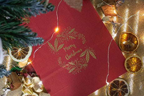 Weihnachtspapiertüte 180x80x220mm Rot FROHE WEIHNACHTEN