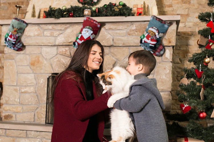 Set mit Weihnachtsstrümpfen und Kamindekorationen, 4-teilig.