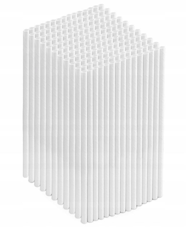 Dicke Papierstrohhalme Weiß 20 cm – 200 Stück