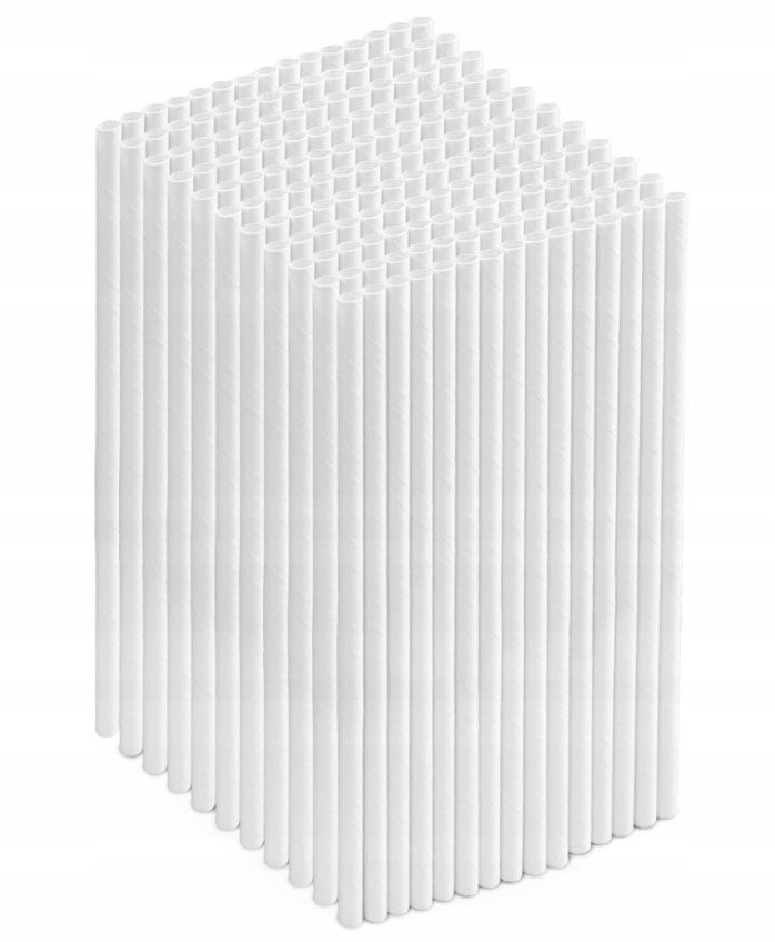 Dicke Papierstrohhalme Weiß 20 cm – 200 Stück