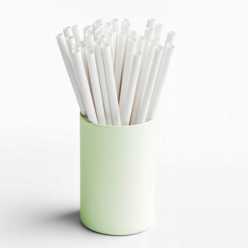 Dicke Papierstrohhalme Weiß 20 cm – 200 Stück