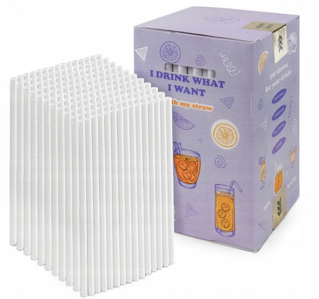 Dicke Papierstrohhalme Weiß 20 cm – 200 Stück