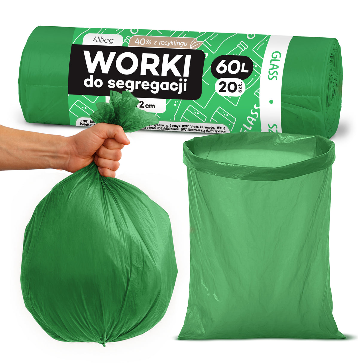 Grün Recycelte Müllsäcke 60L