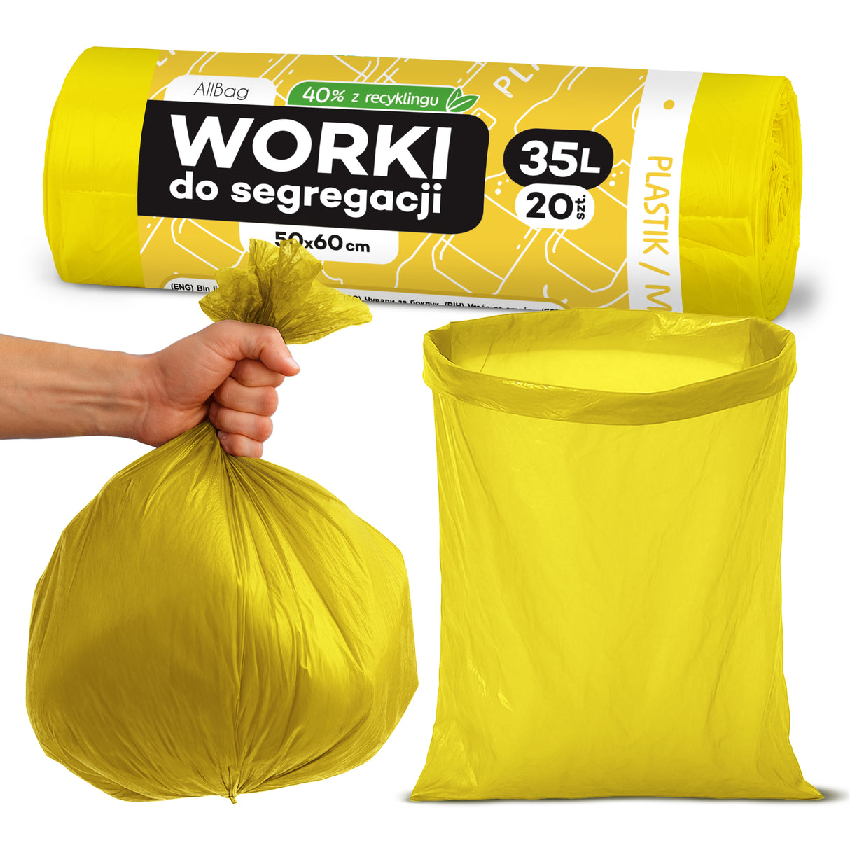 Gelbe Recycelte Müllbeutel 35L