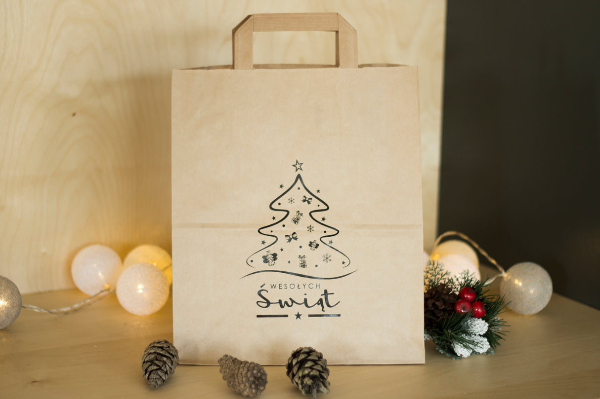 Weihnachten Papiertüte Griff 22x11x28cm WEIHNACHTSBAUM