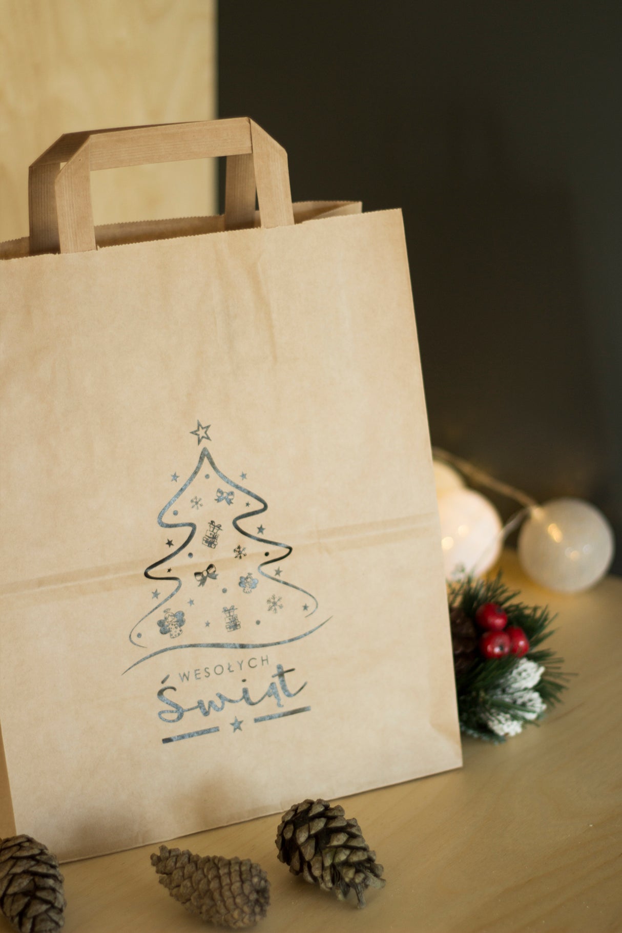 Weihnachten Papiertüte Griff 22x11x28cm WEIHNACHTSBAUM