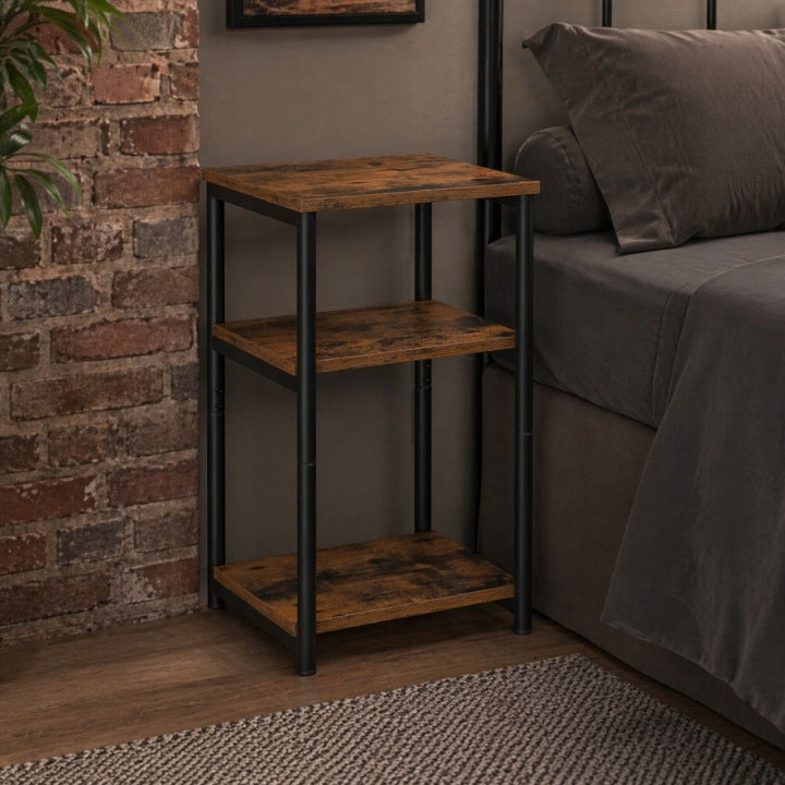 Nachttisch im Loft-Stil mit Regalen