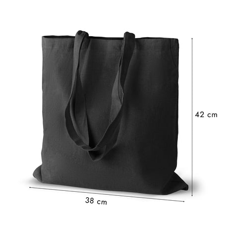 Baumwolltasche Schwarz 380x420 mm Griff: 70 cm