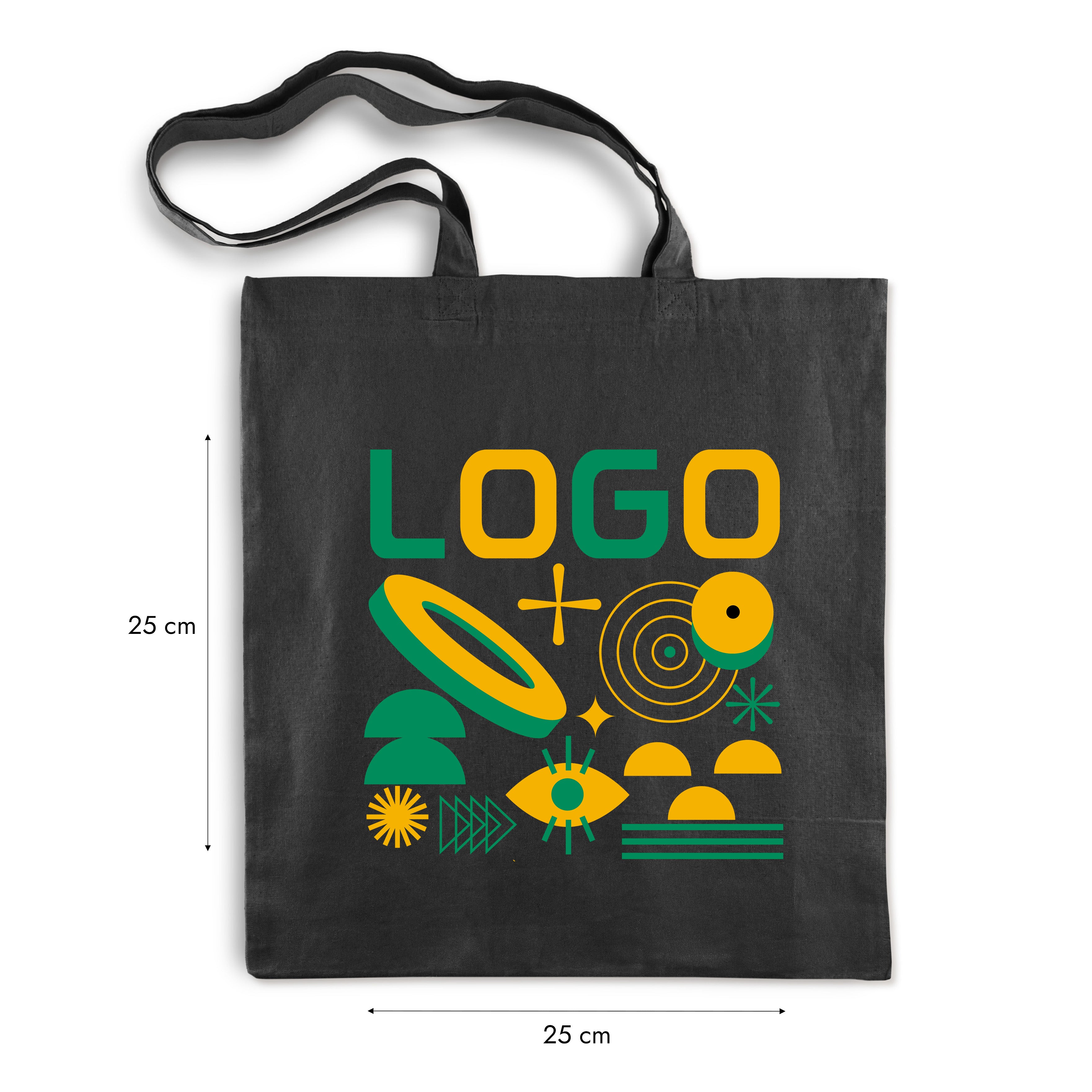 Bedruckte Baumwolltasche 38x42cm 145g/m2 Schwarz