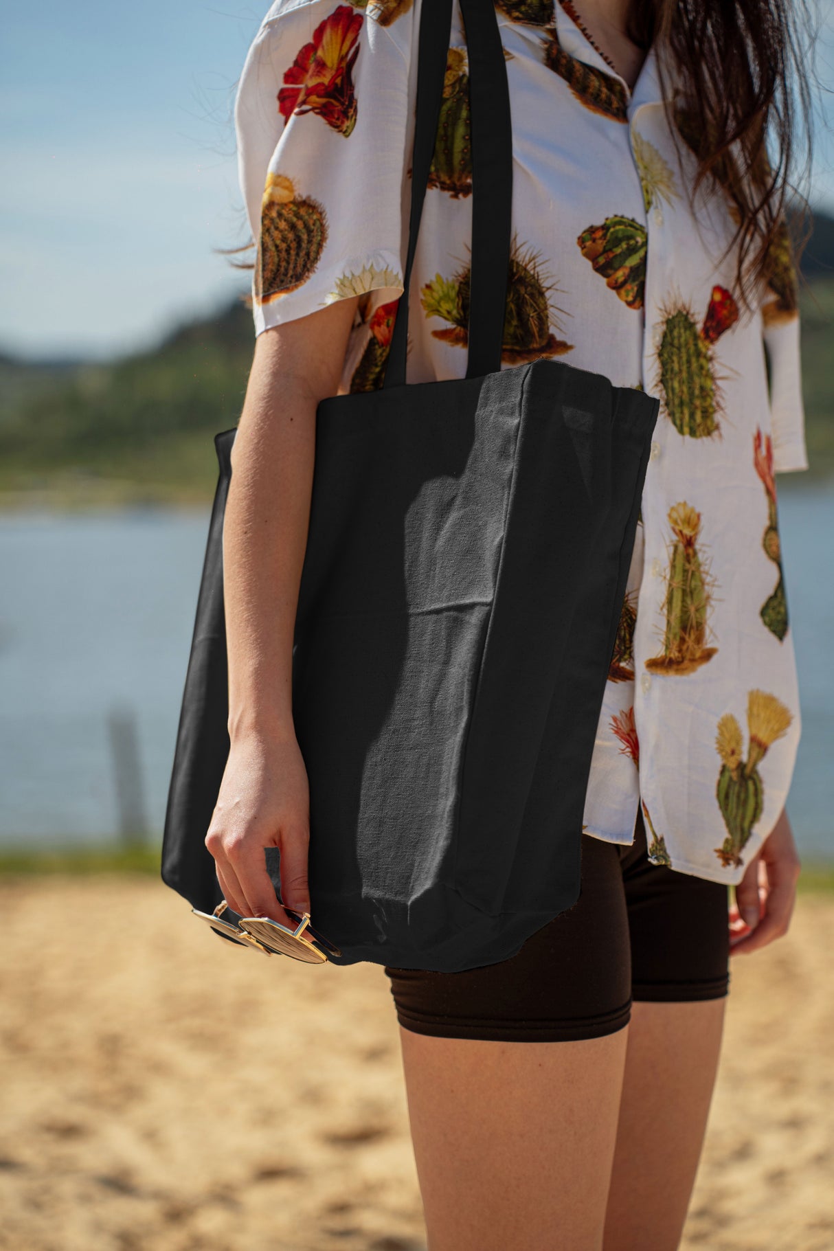 Baumwolltasche Schwarz 380x80x80x420mm mit Tragegriff: 70cm