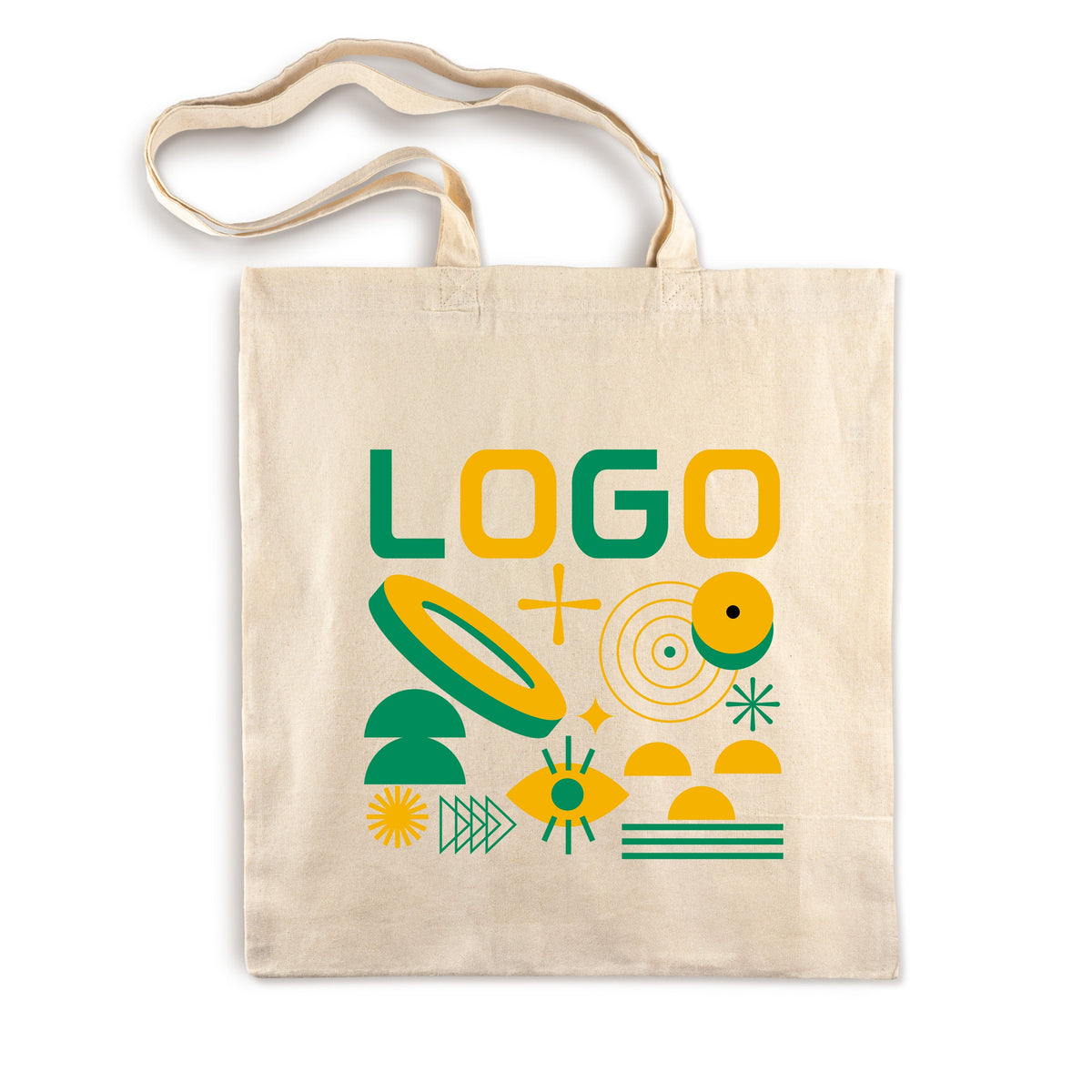 Bedruckte Baumwolltasche 38 x 42 cm, Henkel 70 cm 380 × 420 mm Natur
